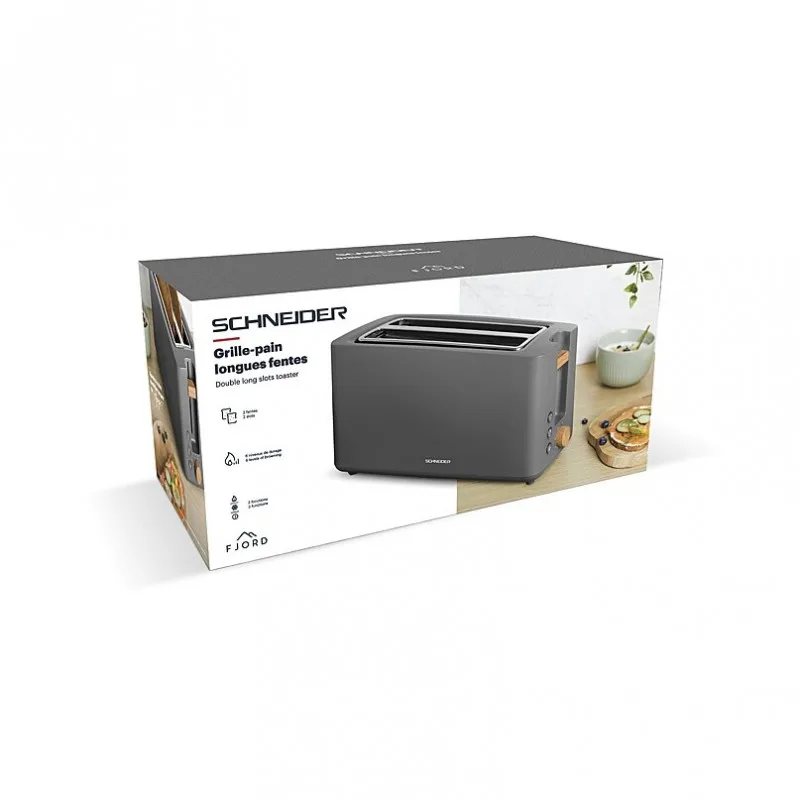 Schneider - SCTON2LG - Gris orage - Grille-pain longue fente Fjord - 2 fentes - 1550 W - miniature 6 - Zenkaa