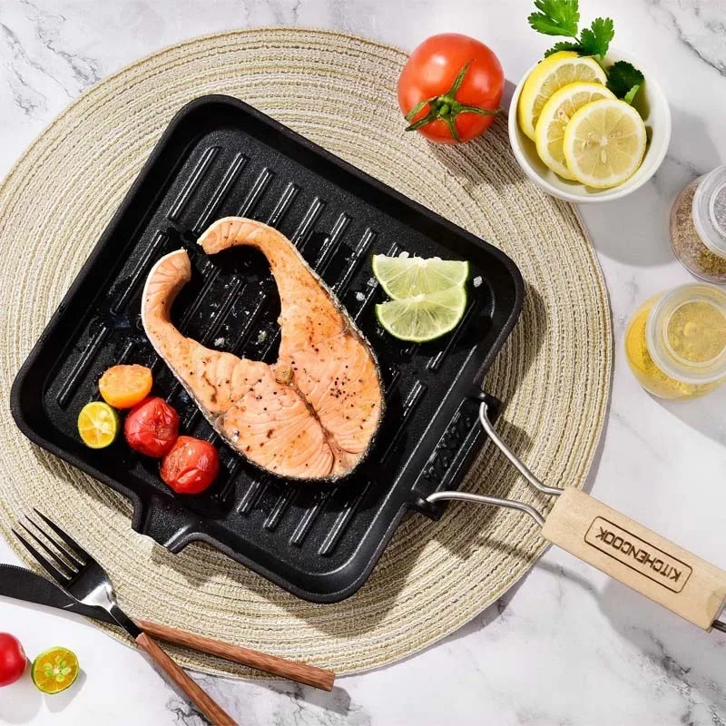 Kitchencook - GRILL24 TFI - Grill carré fonte d’aluminium 24 cm - Revêtement antiadhésif - Tous feux induction - miniature 8 - Zenkaa