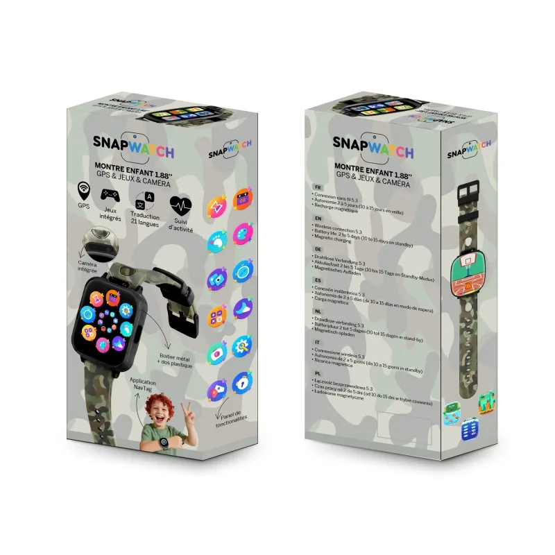 SnapWatch - INWATCH BOY GPS - Montre connectée pour enfant 1.88" GPS jeux caméra - miniature 9 - Zenkaa