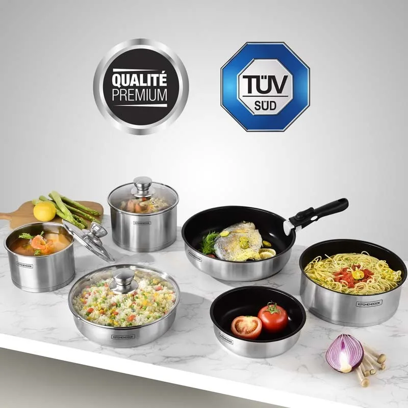 Batterie de cuisine inox anti adhésif 10 Pcs TFI FLEX10 IX de Kitchencook - miniature 4 - Zenkaa