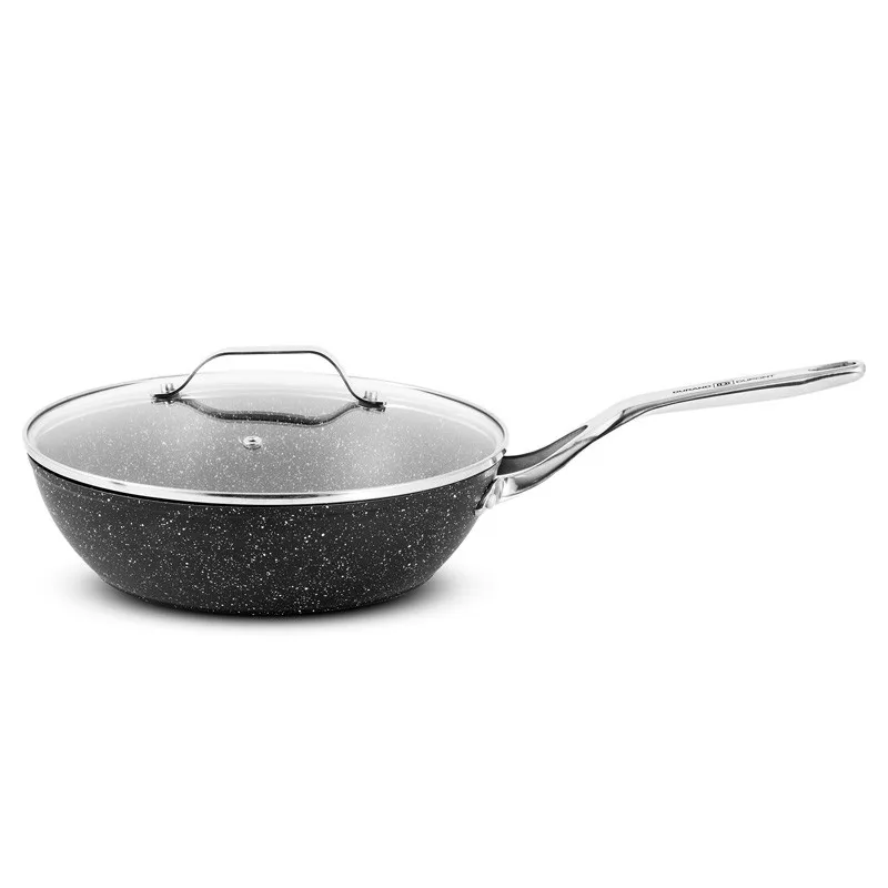 Sauteuse Aluminium Forge 26cm 2.9l Effet Pierre Couvercle Verre TFI - miniature 2 - Zenkaa