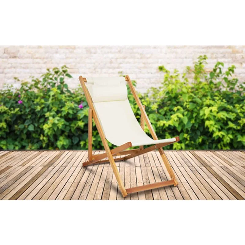 CHILIENNE PLIANTE INCLINABLE EN BOIS DE PEUPLIER CHILI BEIGE MOBILIER RAINEAU - miniature 6 - Zenkaa
