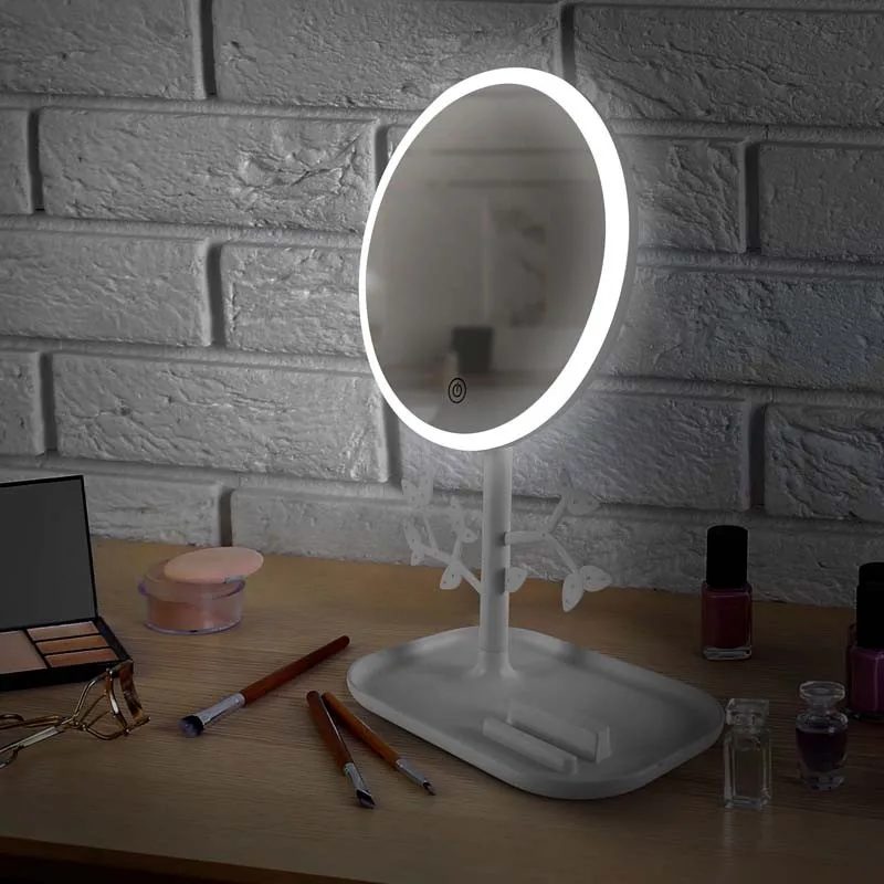 Miroir de table blanc avec LED et porte-bijoux rechargeable MIZO de Yoghi - miniature 2 - Zenkaa