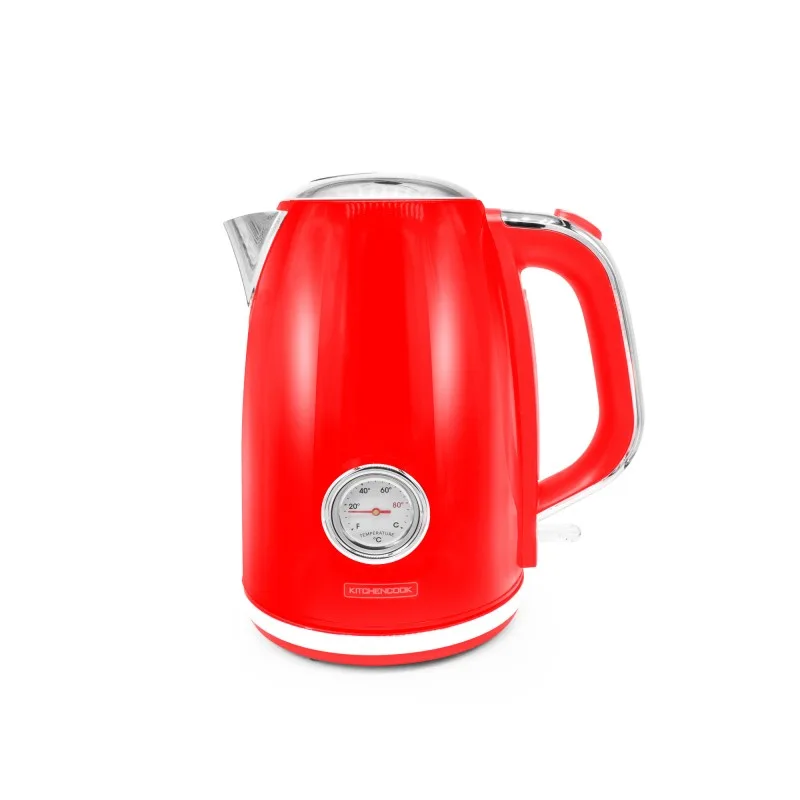 Kitchencook - RETRO_TEA_RED - Rouge - Bouilloire rétro 1,7 L - Thermomètre intégré - 2200 W