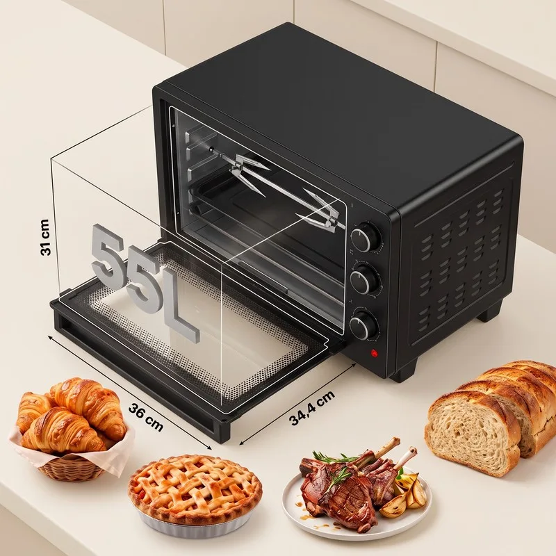 Schneider - SCEO2355MFB - Noir - Four électrique 55 L multifonction - Tournebroche - 1900 W - miniature 2 - Zenkaa