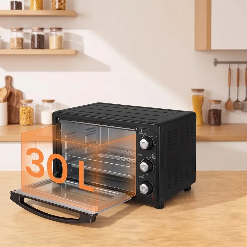King D'Home - Noir - Mini-four 30 L - Convection naturelle - Thermostat 100 à 230 °C - 1500 W - miniature 3 - Zenkaa