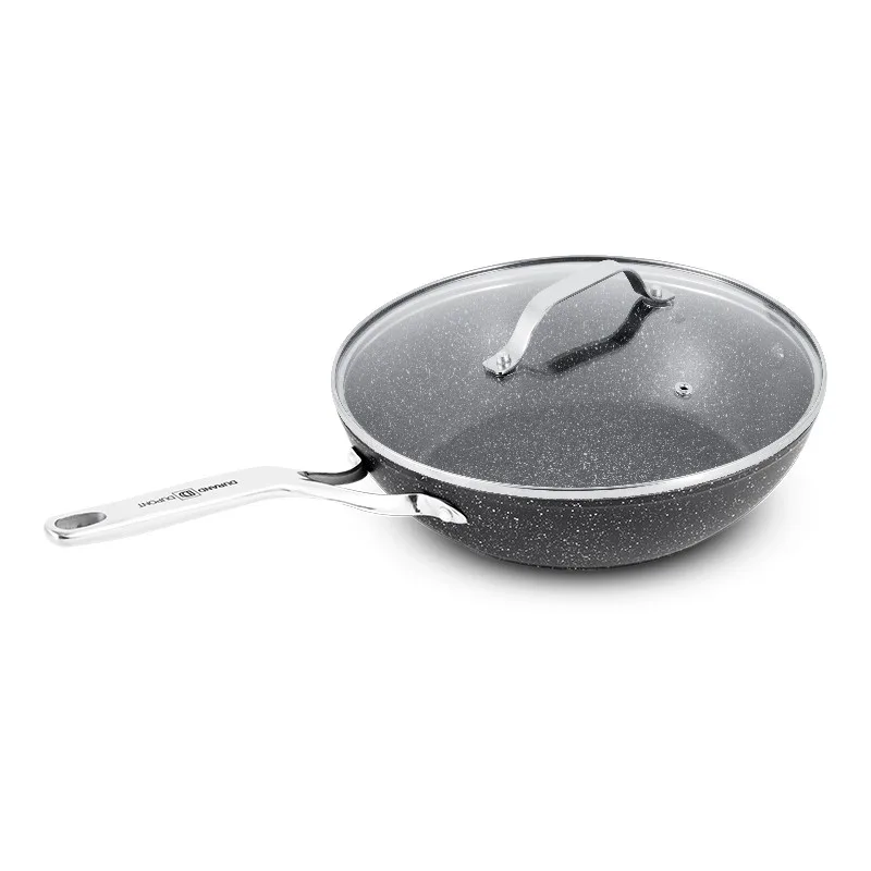 WOK ALUMINIUM FORGE 28CM 3.4L EFFET PIERRE COUVERCLE VERRE TFI HIGHT_WOK28TFI DURAND DUPONT - miniature 2 - Zenkaa