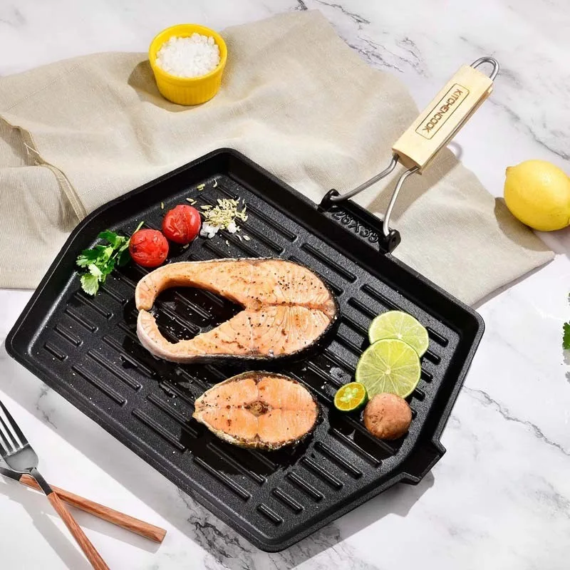 Grill rectangulaire en fonte émaillée 35 x 28 cm GRILL3528A TFI KITCHENCOOK - miniature 2 - Zenkaa