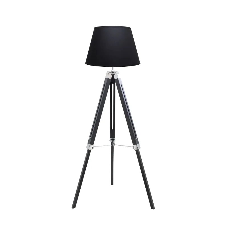 Lett - Trépied bois 145 - Lampadaire ajustable - Style scandinave - Abat-jour coton - Pied en pin - Zenkaa