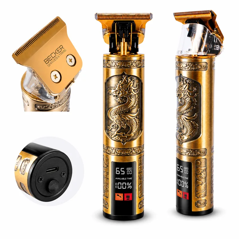 Becker - Dragon Gold - Tondeuse sans fil pour cheveux et barbe pour homme avec écran LED doré - miniature 6 - Zenkaa