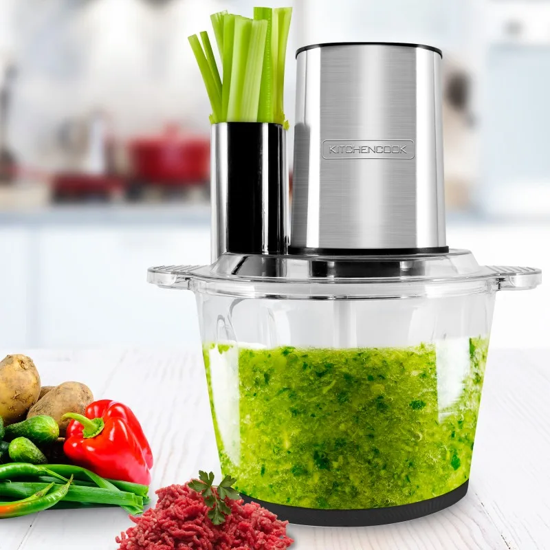 Kitchencook - Hachoir inox multifonction 5en1 - 600W - Capacité (3L) - 4 lames - Fouet - Spatule - Bol mélangeur en verre - miniature 3 - Zenkaa