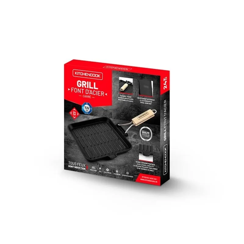 Kitchencook - GRILL24 TFI - Grill carré fonte d’aluminium 24 cm - Revêtement antiadhésif - Tous feux induction - miniature 9 - Zenkaa