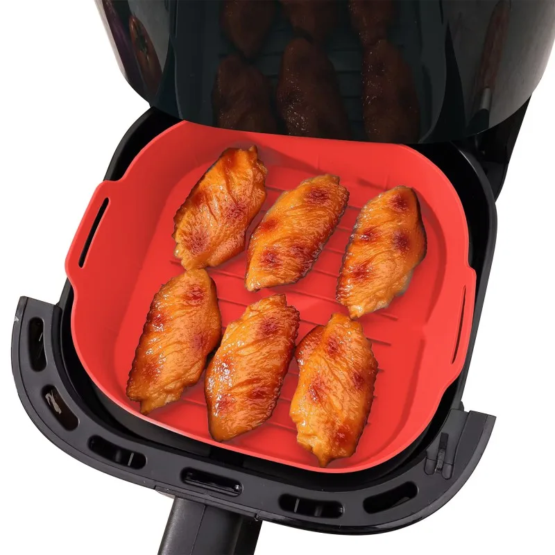 Kitchencook - SILPOT SQUARE RED - Lot de 2 paniers cuisson silicone Air Fryer - miniature 4 - Zenkaa