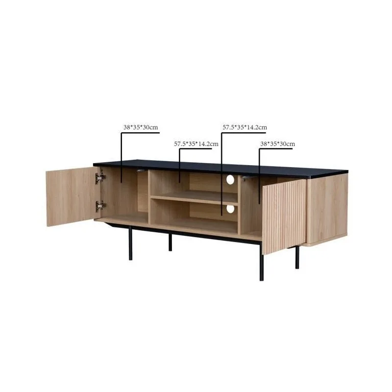 MEMPHIS MEUBLE TV 2 PORTES - DÉCOR BOIS ET NOIR FAMEMPHISMTV2P - miniature 6 - Zenkaa