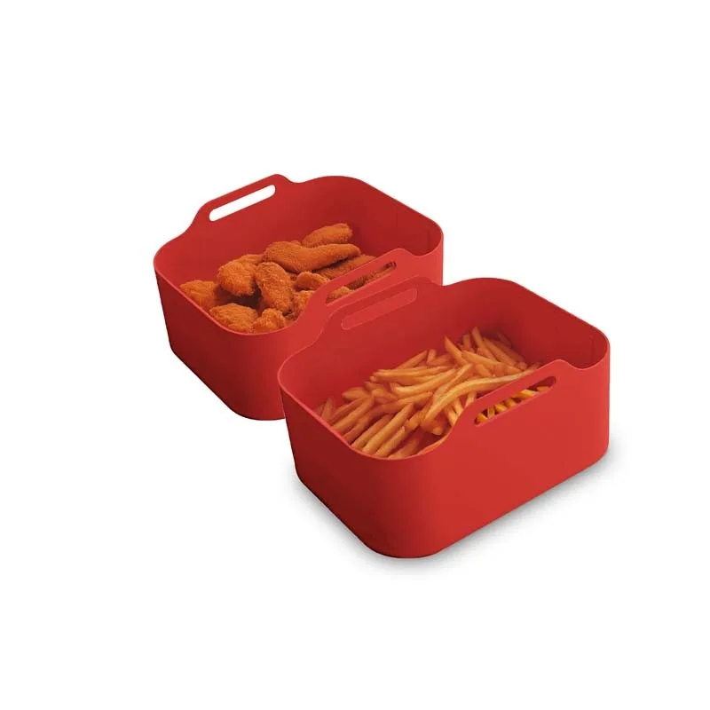 Kitchencook - SILPOT2 RED - Lot de 2 paniers cuisson silicone Air Fryer - miniature 3 - Zenkaa