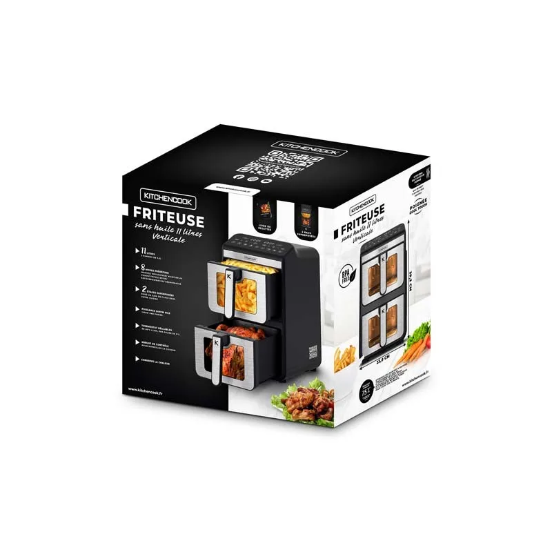 KitchenCook - AIRFLOW 11 - Double friteuse à air verticale 11L - 7 programmes - miniature 8 - Zenkaa