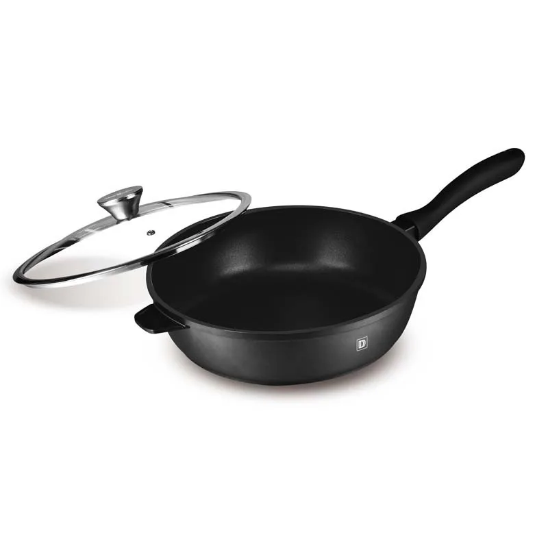 Sauteuse Noire Fonte D'aluminium 24cm Avec Couvercle TFI Durand Dupont - miniature 2 - Zenkaa