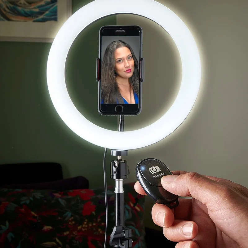 Selfie sur pied avec anneau lumineux et support téléphone RL10 Wi Light - miniature 5 - Zenkaa