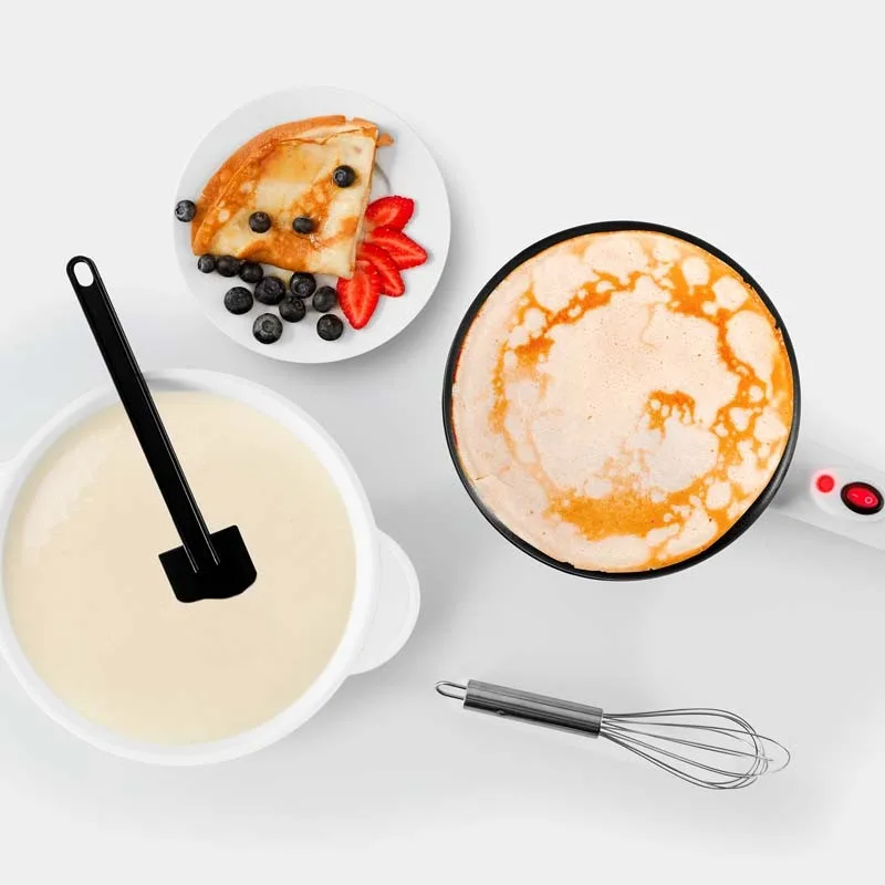 Kitchencook - Crêpière électrique sans fil - 20cm de diamètre - 800W - Cuisson rapide - Revêtement antiadhésif téflon - Blanc - miniature 4 - Zenkaa