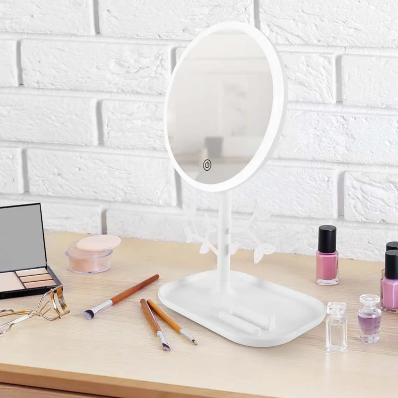 Miroir de table blanc avec LED et porte-bijoux rechargeable MIZO de Yoghi - miniature 5 - Zenkaa