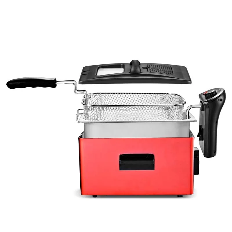 Friteuse semi-pro inox grand volume 3L rouge KFRY Kitchencook - miniature 2 - Zenkaa