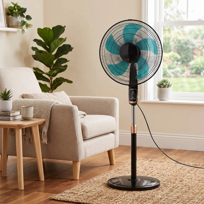 Ventilateur sur pied noir 45 cm - 75 W - Télécommande - Base solide - miniature 4 - Zenkaa