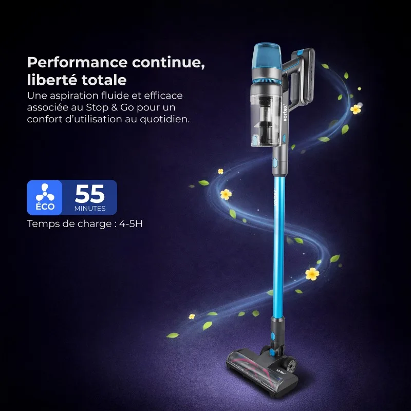 Vortex - F45 - Bleu - Aspirateur balai sans fil - 450W - 55 min - miniature 4 - Zenkaa