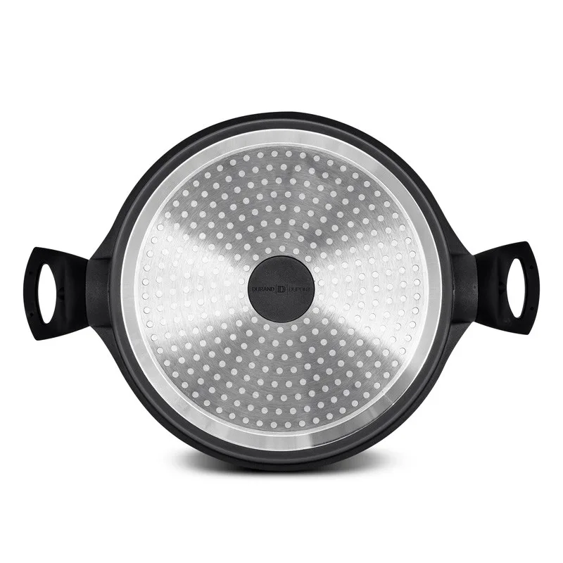 FAITOUT EN FONTE D'ALUMINIUM ANTI-ADHESIF 28CM 6.5L COUVERCLE VERRE TREMPE ET SILICONE TFI CHAMBORD DURAND DUPONT - miniature 4 - Zenkaa