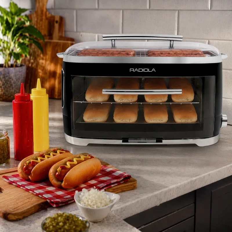 Radiola - Dogdog Black - Machine à hot-dogs - 5 rouleaux chauffants - Chauffe-pain - 260 W - miniature 9 - Zenkaa
