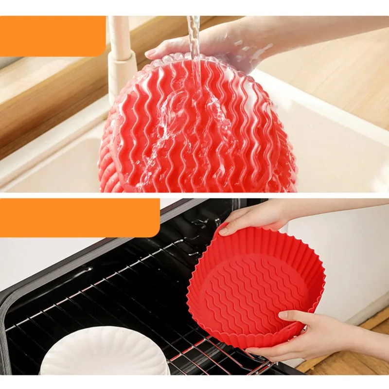 Kitchencook - SILROUND2_RED - Lot de 2 moules silicone ronds Air Fryer - miniature 2 - Zenkaa