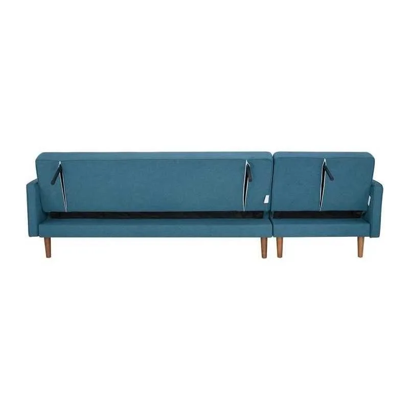 IMANIA CANAPÉ D'ANGLE RÉVERSIBLE 3 PLACES TISSU BLEU PIEDS EN BOIS ADIMANIACCTBL - miniature 6 - Zenkaa