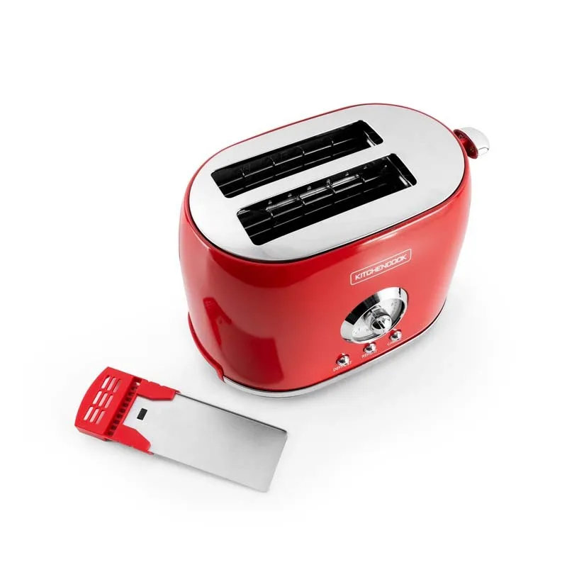 Kitchencook - RETRO TOAST RED - Rouge - Grille-pain rétro 2 fentes - 7 niveaux - 800 W - miniature 6 - Zenkaa