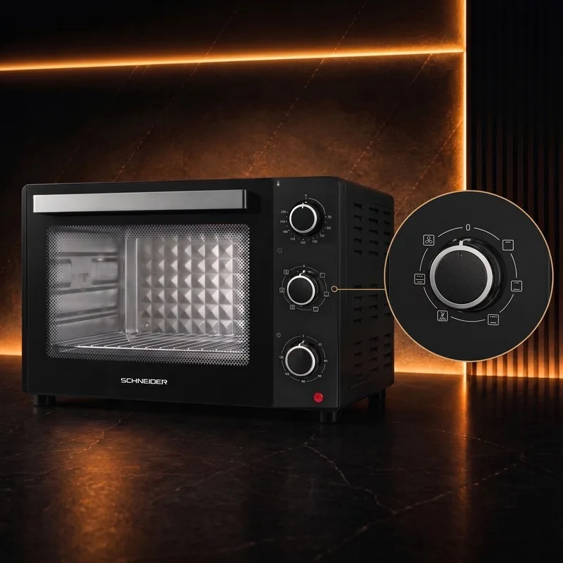 Schneider - SCEO2355MFB - Noir - Four électrique 55 L multifonction - Tournebroche - 1900 W - miniature 7 - Zenkaa