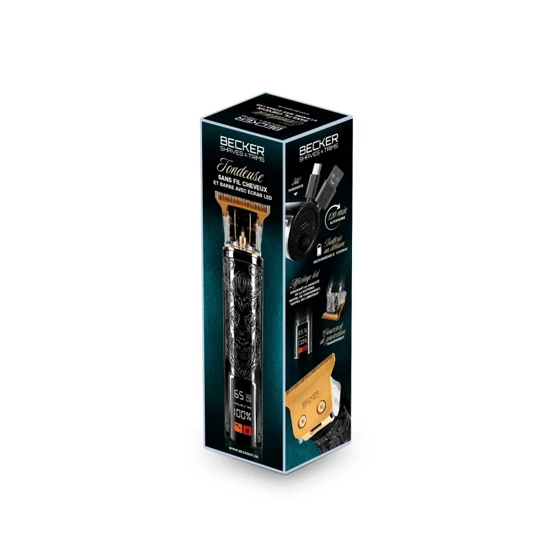 Tondeuse sans fil écran LED Lion Black Becker - miniature 9 - Zenkaa