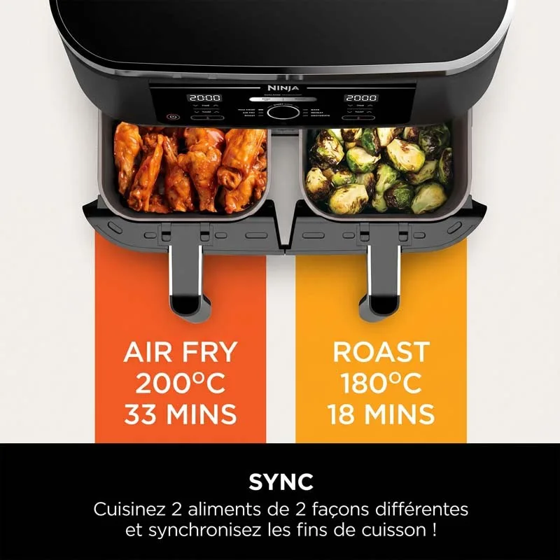 Ninja - AF400EU - Noir Argent - Friteuse sans huile double tiroir 9,5L - 6 programmes - miniature 6 - Zenkaa