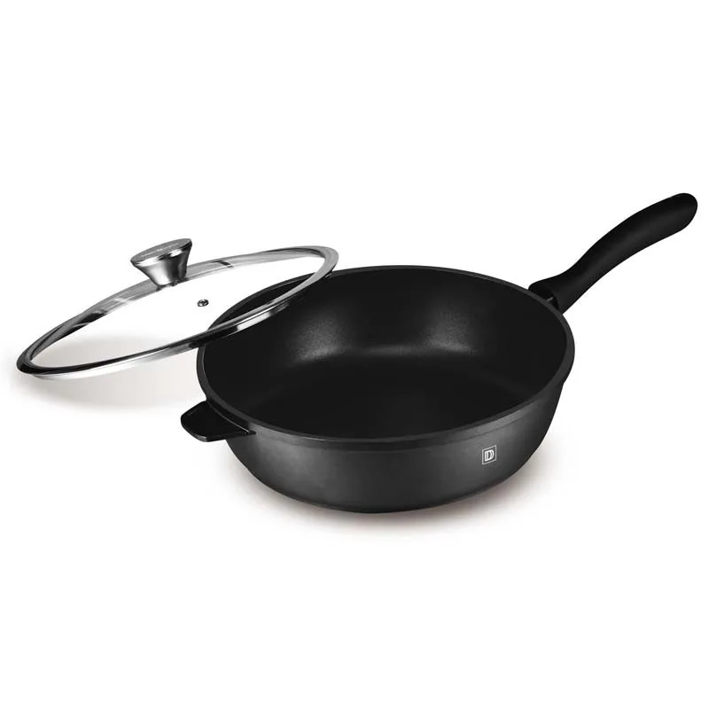 Sauteuse Noire Fonte D'aluminium 28cm Avec Couvercle TFI Durand Dupont - miniature 2 - Zenkaa