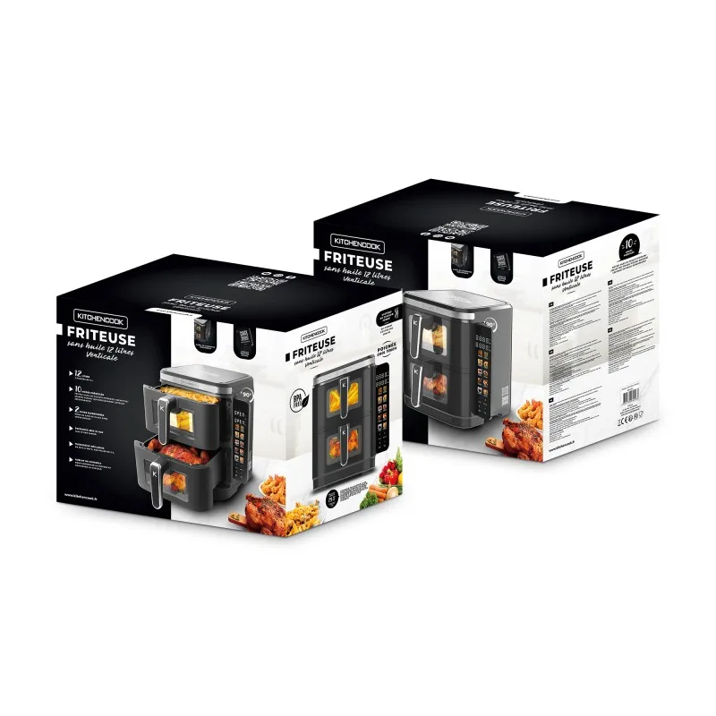 Friteuse à air double 12L 2800W AIRFLOW12 W LED AIRFLOW Kitchencook - miniature 6 - Zenkaa