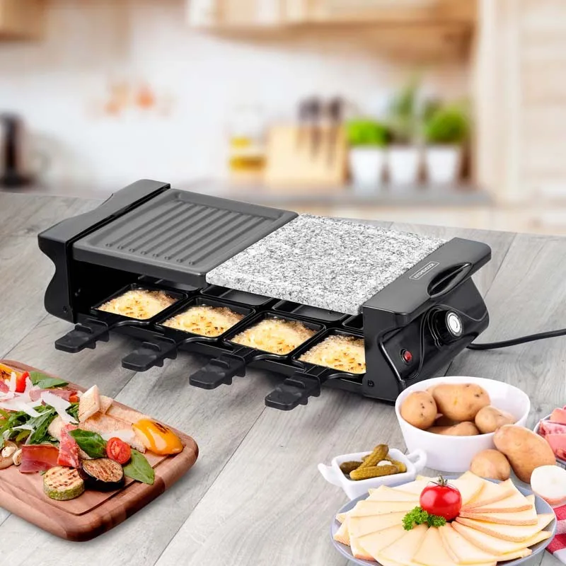 RACLETTE 8 PERSONNES AVEC PLAQUES À GRILL ET GRANIT ANTI ADHÉSIVES RC ALPES KITCHENCOOK - miniature 2 - Zenkaa