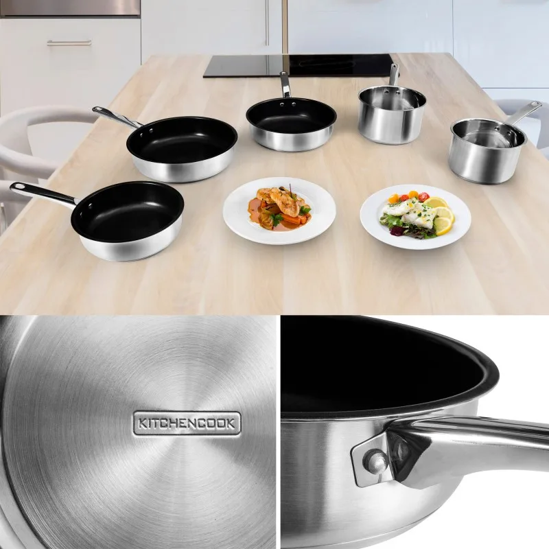 Batterie de cuisine 5 pcs TFI acier inoxydable anti adhésif UNLIMITED Kitchencook - miniature 2 - Zenkaa