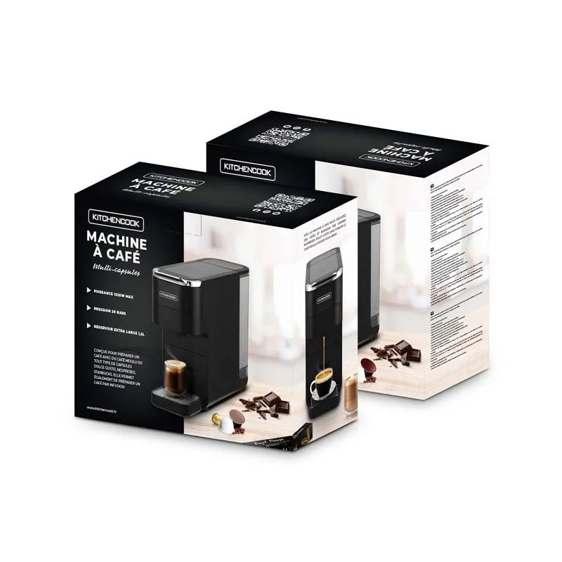 Kitchencook - Machine à café - Multi dosettes et moulu - 20 bars - Préchauffage rapide - Panneau digital - Indication LED - Noir - miniature 8 - Zenkaa