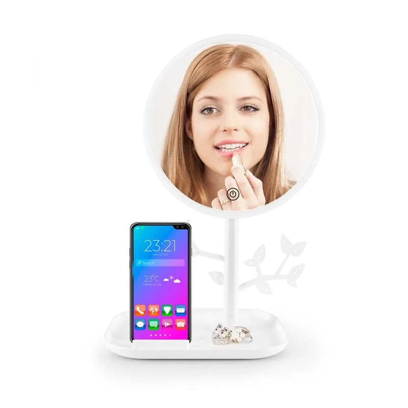 Miroir de table blanc avec LED et porte-bijoux rechargeable MIZO de Yoghi - miniature 6 - Zenkaa