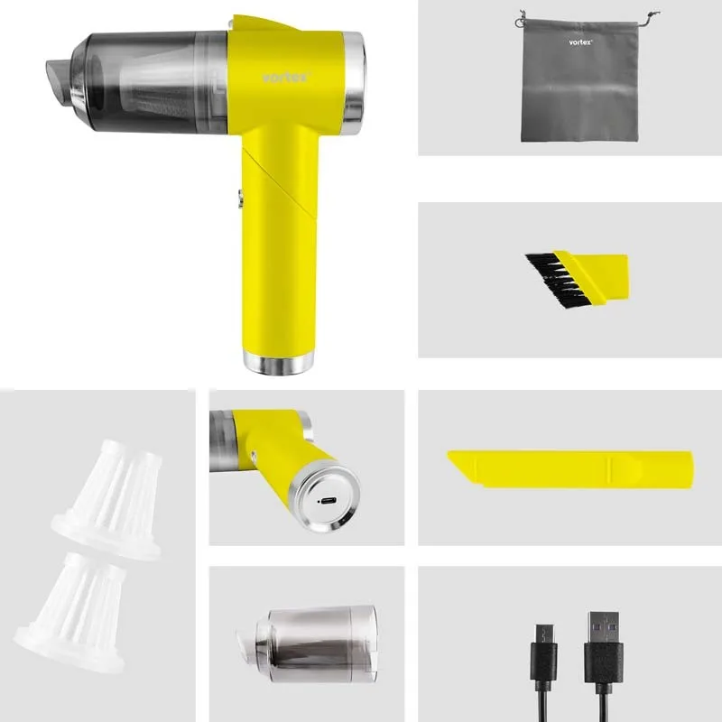 Vortex - CRC90 Yellow - Aspirateur à main sans fil pliable avec LED et accessoires - miniature 10 - Zenkaa
