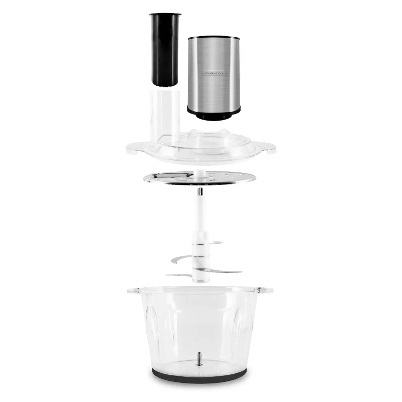 Kitchencook - Hachoir inox multifonction 5en1 - 600W - Capacité (3L) - 4 lames - Fouet - Spatule - Bol mélangeur en verre - miniature 4 - Zenkaa
