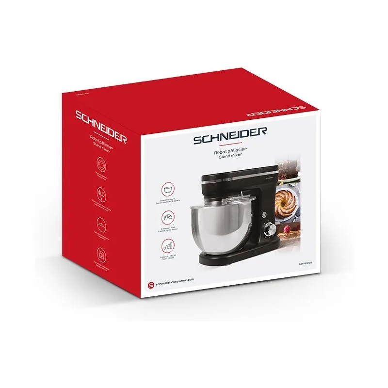 Robot pâtissier noir 5l SCFP2512B SCHNEIDER - miniature 7 - Zenkaa