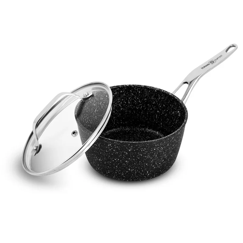 CASSEROLE ALUMINIUM FORGE 20CM 2.2L EFFET PIERRE COUVERCLE VERRE TFI HIGHT_CAS20TFI DURAND DUPONT - miniature 2 - Zenkaa