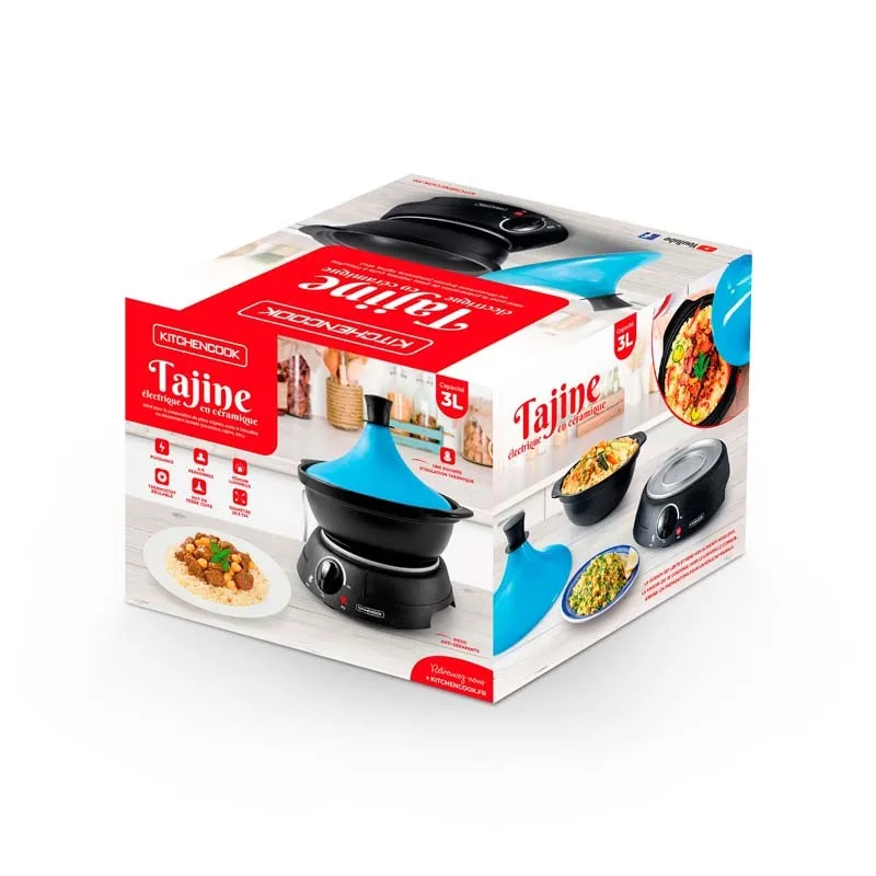 Kitchencook - Tajine électrique K-JINE 3 BLEUE - 300 W 3 L - Pot en terre cuite - miniature 7 - Zenkaa
