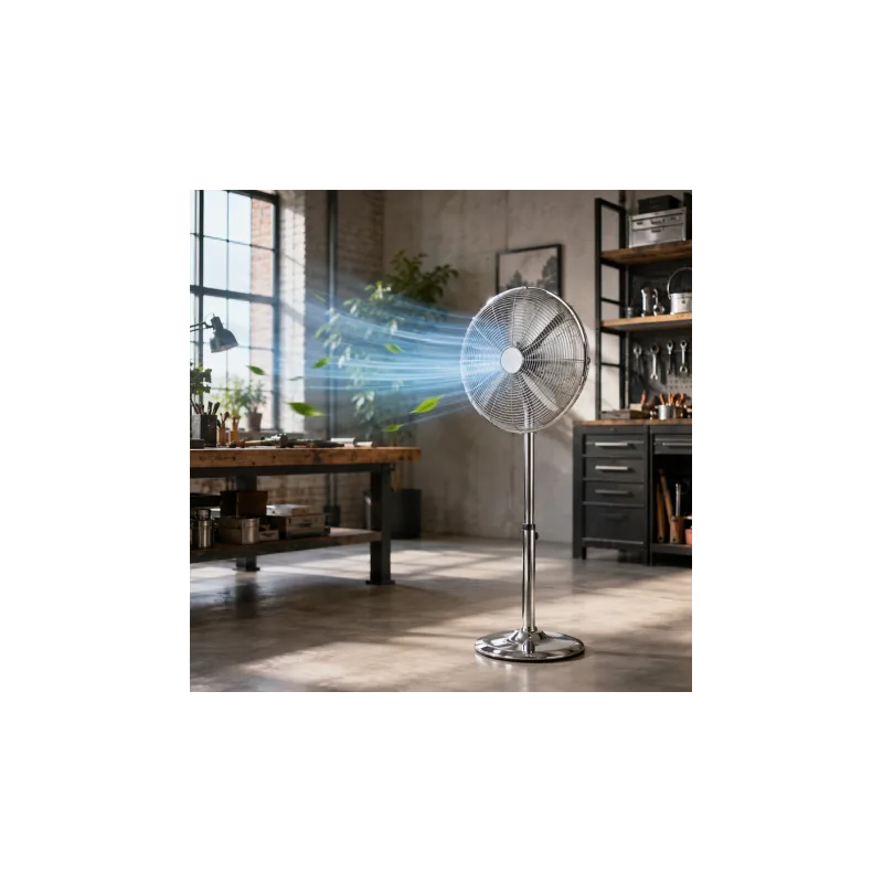 Ventilateur sur Pied Rétro en Métal 40 cm – Gris 50W - miniature 2 - Zenkaa