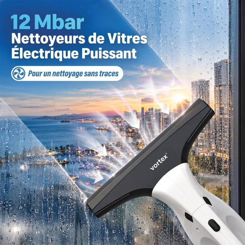 Vortex - Clean Up - Blanc - Nettoyeur de vitre sans fil - Raclette 28 cm - Autonomie 35 min - 120 ml - miniature 8 - Zenkaa