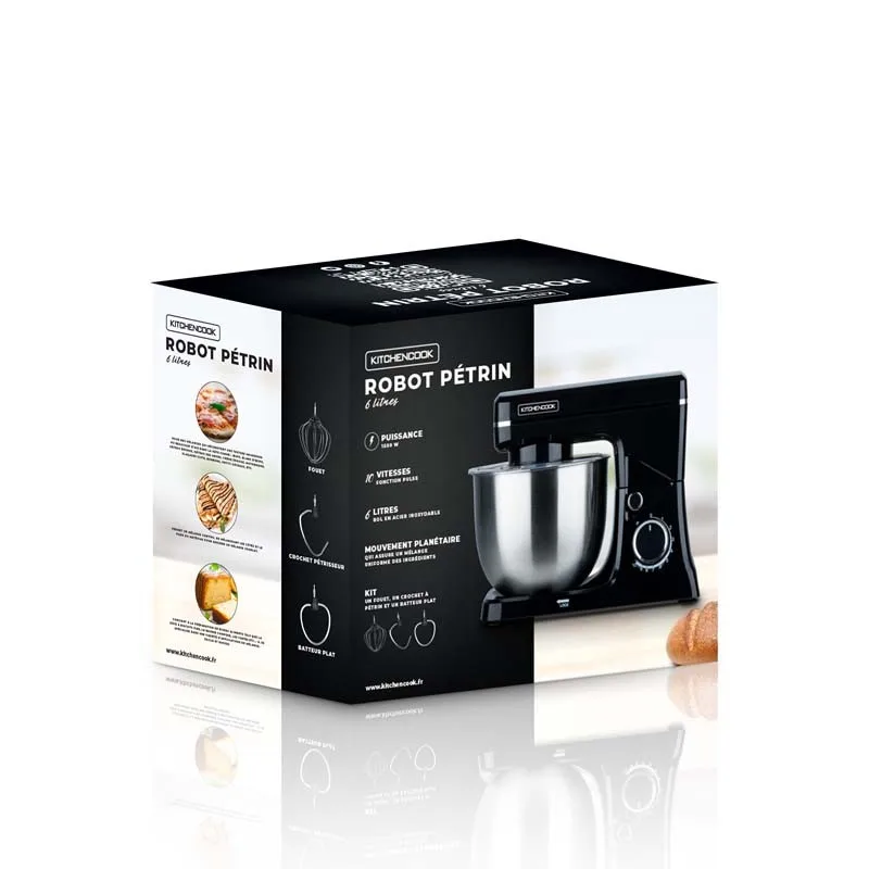Kitchencook- Robot pâtissier Noir 6L 1500W inox ROBOMIX - miniature 9 - Zenkaa
