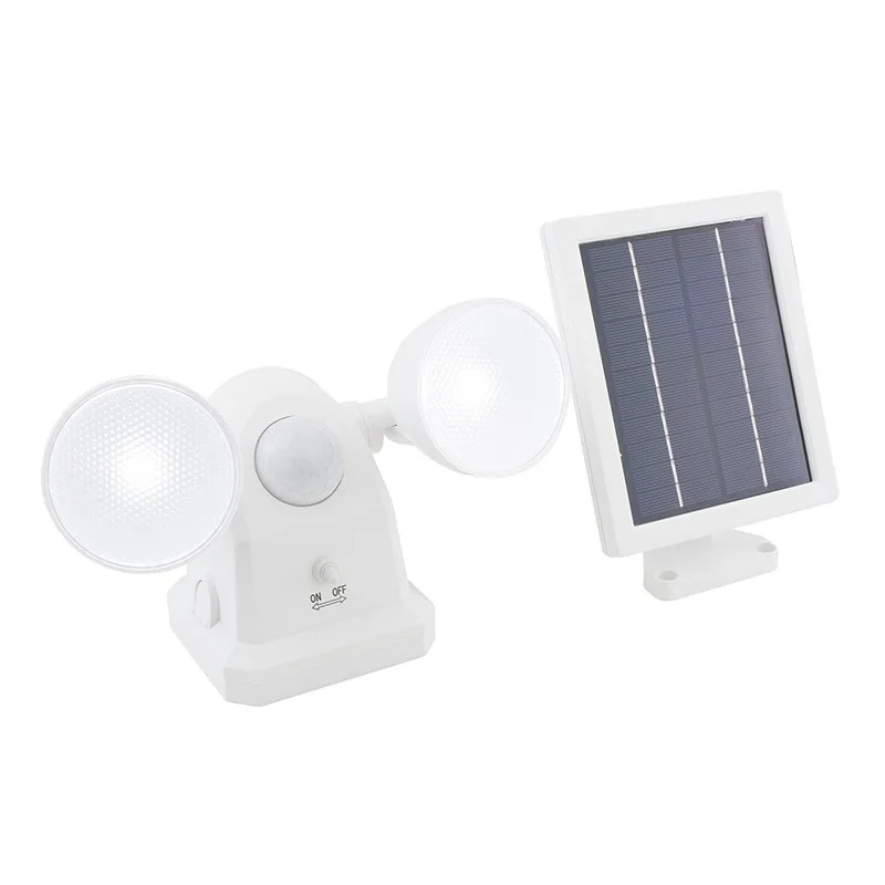 V60 - Projecteur solaire double LED - 500 lumens - Détecteur de mouvement - IP44 - Blanc - Zenkaa